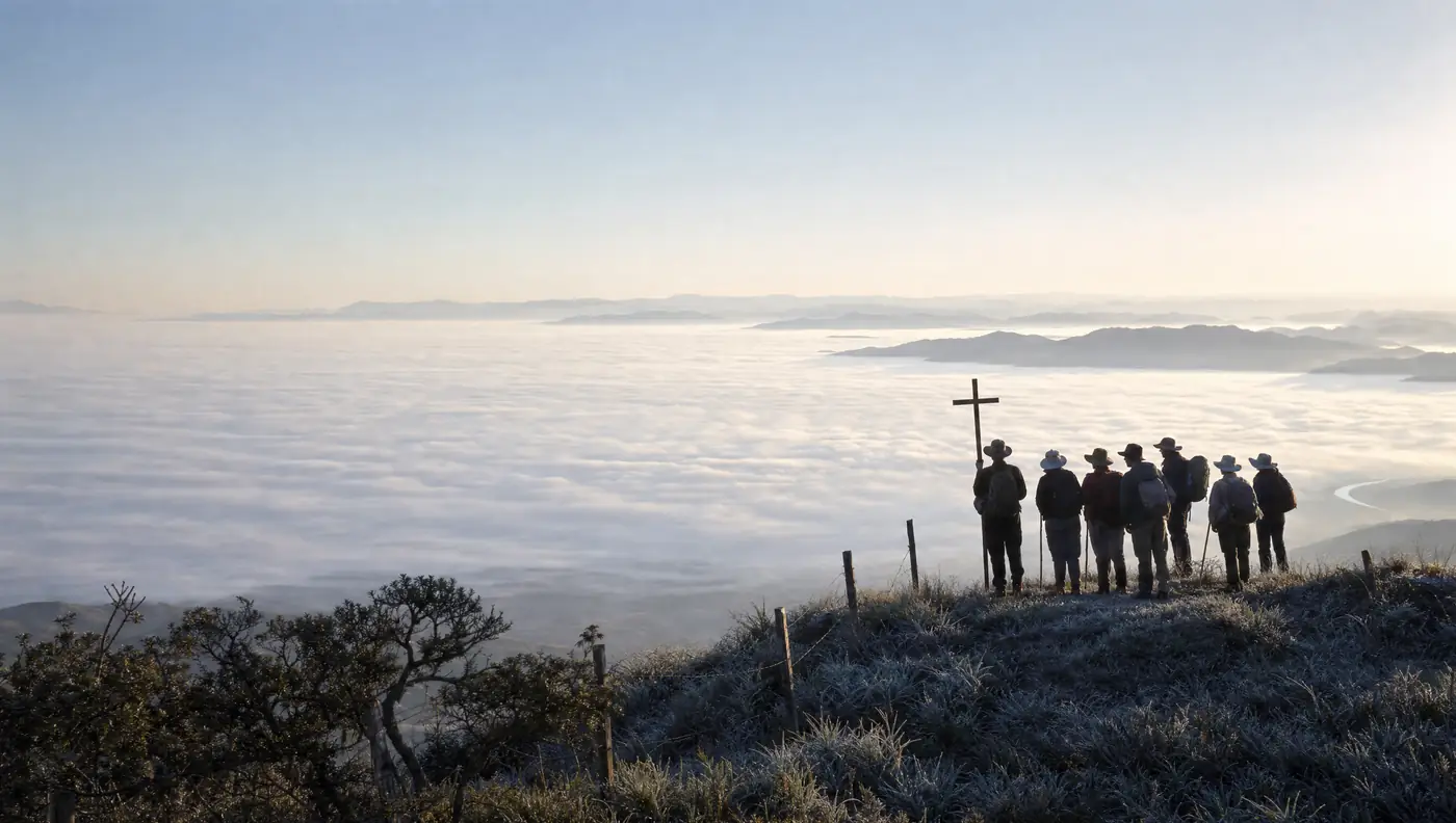 O Vale do Paraíba coberto de neblina.
